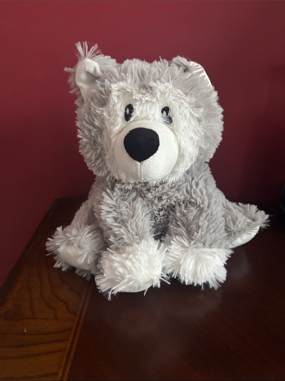 NWT warmies Plush Gray and White Husky Stuffed Animal warm in microwave
